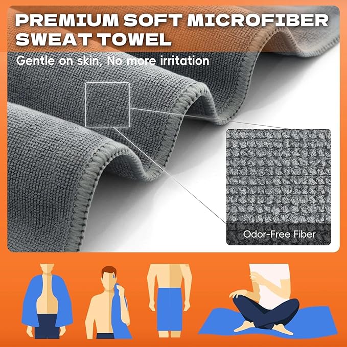 Camping Towels Quick Dry Sweat Towels for Gym, Absorbent Fast Drying Lightweight 27 inch X 55 inch Negative Ions Odorless Gym Towels for Men & Women,Yoga Sports Travel Outdoor (Large Gray)