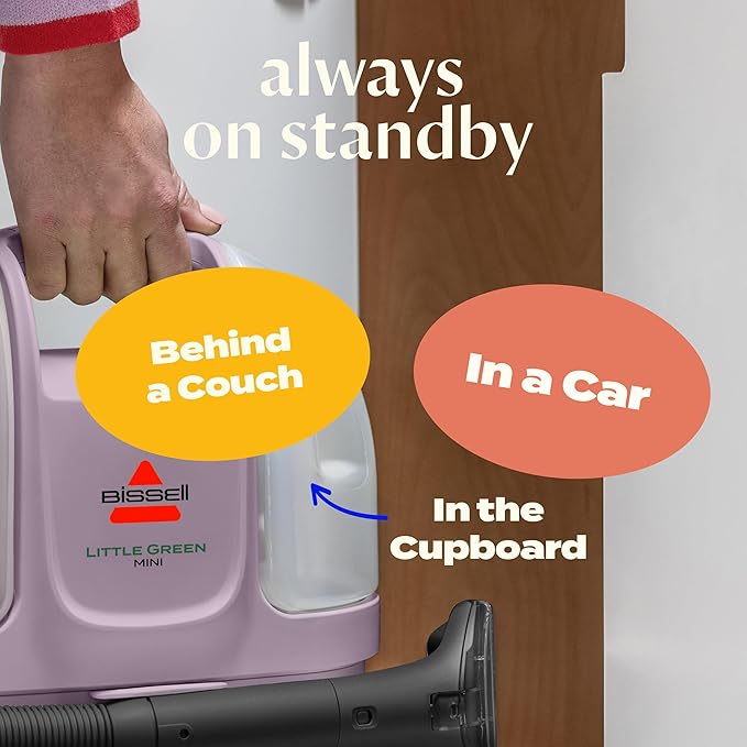 BISSELL Little Green Mini Portable Carpet and Upholstery Deep Cleaner, Car/Auto Detailer, with HydroRinse Self-Cleaning Tool and 4" Tough Stain Tool, Limited Edition Color Dusk Pink, 4075L