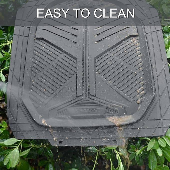 CAR PASS Heavy Duty Rubber Car Mats, Deepdish All Weather Floor Mats for Car Full Set, Universal Automotive Mats Trim to Fit for Sedans SUVs Trucks, Waterproof Anti-Slip Deep Tray 3 Pieces Dark Gray