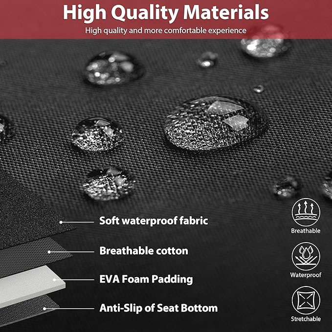 CAR PASS Neoprene Wetsuit Seat Covers, Waterproof Car Seat Covers Full Sets with 5mm Composite EVA, Universal Fit for Car,Sedan, SUV TrucksAnti Slip with Armrests, Airbag Compatible(Black Red