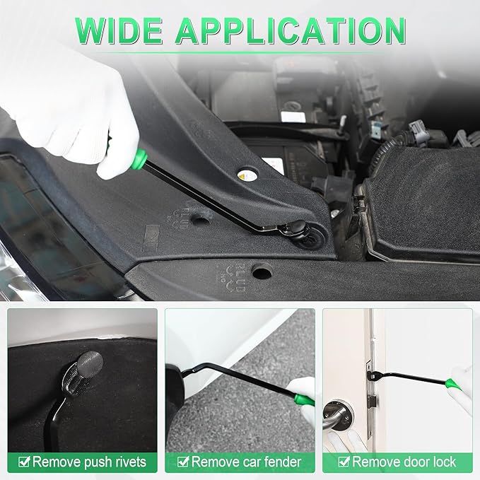 LivTee 5 pcs Auto Trim Removal Tool Kit, No Scratch Plastic Pry Tool Kit - Interior Door Panel Clip Fastener Removal Set for Vehicle Dash Radio Audio Installer (Green)