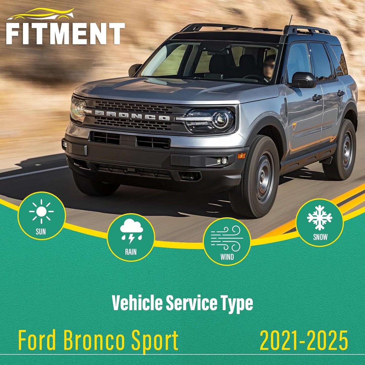 22" 20" 9" Windshield Wiper Blades Replacement for Ford Bronco Sport 2021 2022 2023 2024 2025 Premium All Weather Front Rear Wipers Set - OEM Quality (Pack of 3)