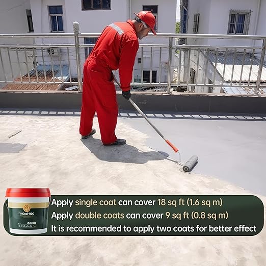 35 oz Gray Roof Sealant Waterproof, Elastomeric Roofing Coating Liquid Waterproofing Paint Adhesive, Solar Reflective Sealer for Outdoor Flat, Metal Roofs Leak Repair 1KG