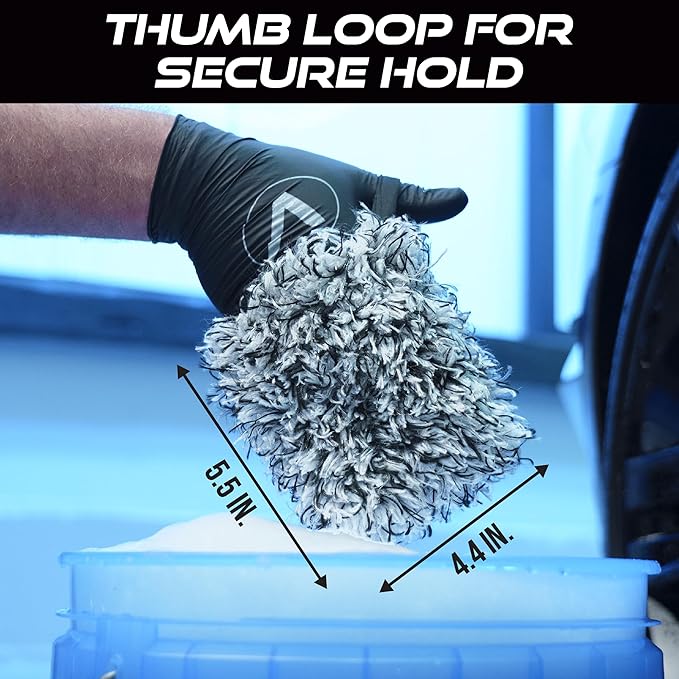 VIKING Wheel Cleaner Mitts for Car, Microfiber Wheel Cleaner for Car Detailing and Rims, Black and White, 5.5 Inch x 4.4 Inch, 2 Pack