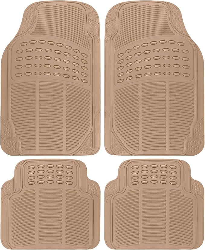BDK Heavy Duty 4pc Front & Rear Rubber Floor Mats for Car SUV Van & Truck-All Weather Protection Universal Fit