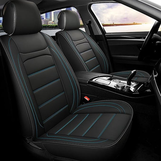 Car Seat Covers 5 Seats Full Set, Waterproof Napa Leather Automotive Seat Protector for Cars SUV Truck Sedan, Universal Anti-Slip Car Seat Cushion Interior Accessories, Black and Blue