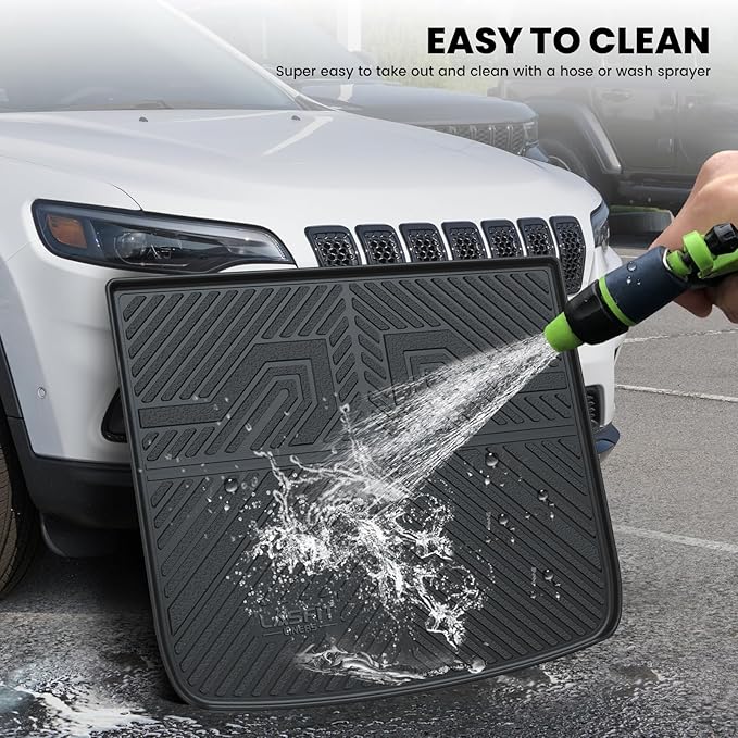 LASFIT Trunk Mat for Jeep Cherokee 2014-2023 All Weather TPE Custom Fit Cargo Mat Trunk Liner Cargo Liner, Black