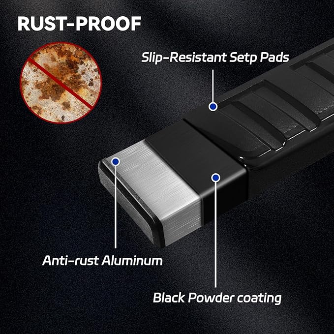 6.5" Running Boards Compatible with Dodge Ram 1500 2019-2025 Quad Cab (Only Fit New Body Style),Side Steps for Truck, Black Aluminum Alloy Nerf Bars