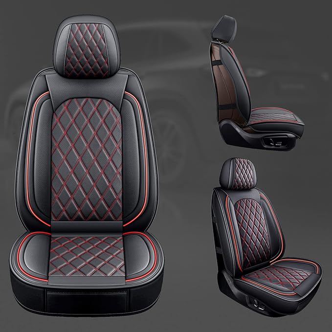 MIROZO Front Seat Covers,2PCS Car Seat Covers Red Waterproof Seat Protector Automotive Vehicle Cushion Cover Universal Fit for Most Sedan, Truck and SUV for Sentra Altima Maxima (Black and Red)