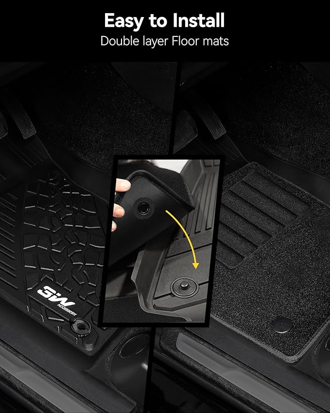 3W Floor Mats & Cargo Liner with Carpets on TOP Fit for Jeep Wrangler JL 2018-2024 2025 Unlimited 4-Door Sahara Willys Rubicon with Subwoofer(Non JK or 4XE) Car Mats Custom Fit for Wrangler JL, 8PCS