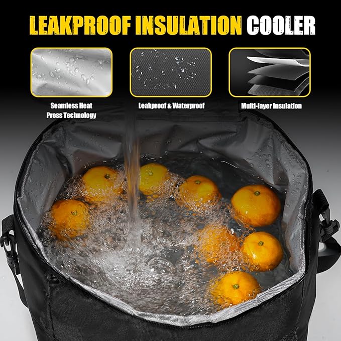 MIKKUPPA Car Trunk Organizer with Cooler - 100L Large Car Organizer, 1680D Oxford Collapsible Suv Trunk Storage with 2 Adjustable Straps for Auto, Truck, Suv (Black)