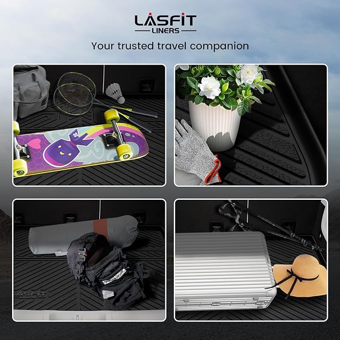 LASFIT Trunk Mat for Jeep Cherokee 2014-2023 All Weather TPE Custom Fit Cargo Mat Trunk Liner Cargo Liner, Black