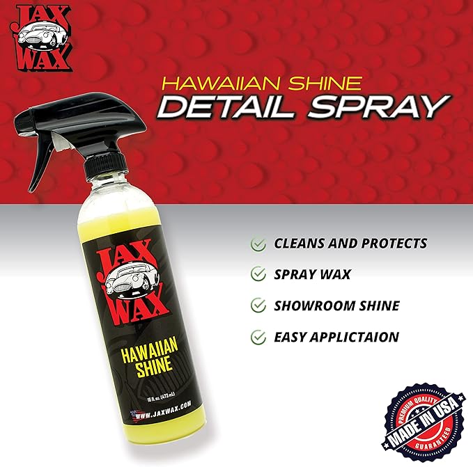 Jax Wax Hawaiian Shine Carnauba Car Wax, Quick Detail Spray for a Deep Gloss Finish on Car, Boat, Truck, Motorcycle and More - 32 Ounce