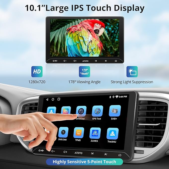 A5L 10.1 inch Android Double DIN Car Stereo, Wireless CarPlay & Android Auto Head Unit, with OBD2 Scanner, IPS Touchscreen Radio,GPS Tracker, 24-B EQ DSP, WiFi/BT/USB Tethering,2G+32G,FM/AM