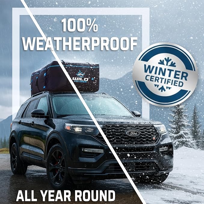 Rooftop Cargo Carrier - 15 Cubic Feet (L), Waterproof Soft Shell Car Roof Cargo Carrier, Heavy Duty Car Top Luggage Cargo Bag with Patented Door Hooks and Non-Slip Mat