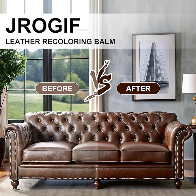 Leather Recoloring Balm, Leather Repair Kit for Furniture, Leather Dye, Leather Color Restorer for Couches, Leather Scratch Remover, Leather Paint for Furniture (Dark Brown)