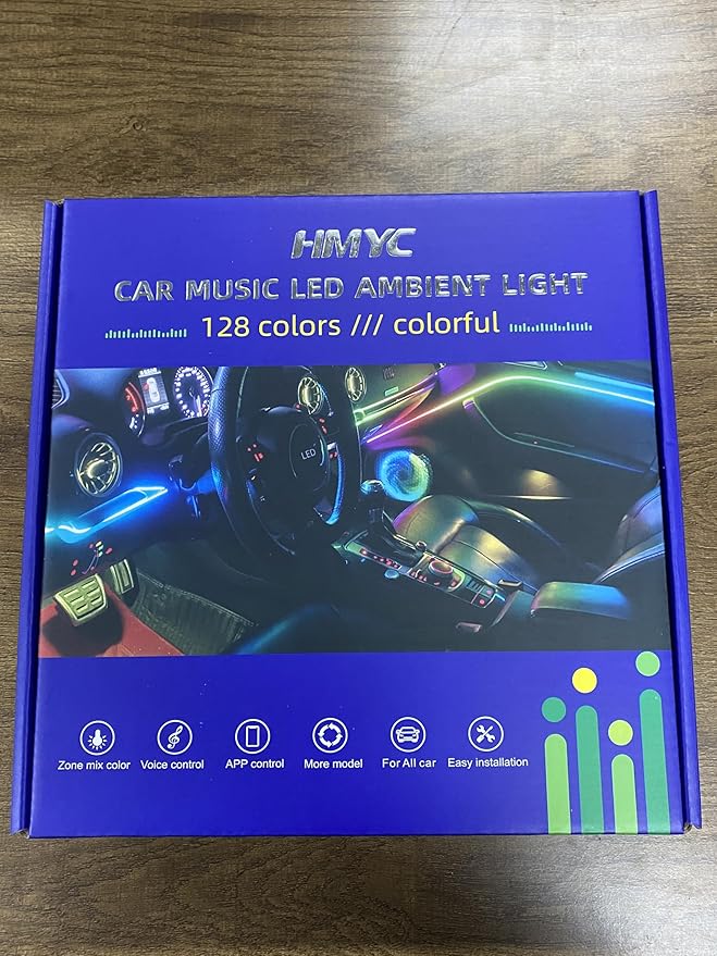 Car Interior Ambient Lights,18 in 1 128 Colorful LED Acrylic Fiber Optic Strip,Universal Multiple Modes Decoration Atmosphere with Music Sync Rhythm,APP Control,RGB Neon Lighting for All Cars