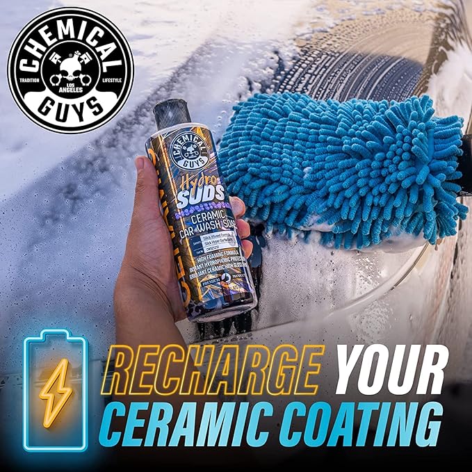 Chemical Guys HydroSuds Ceramic SiO₂ Shine High Foaming Car Wash Soap - Works with Foam Cannons, Foam Guns, or Bucket Washes for Cars, Trucks, Motorcycles, RVs, and More, Berry Scent - 16 oz