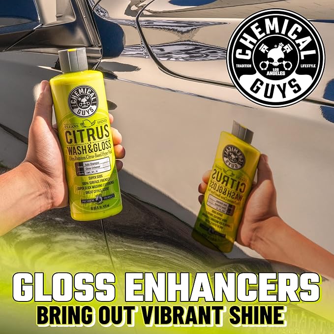 Chemical Guys Citrus Wash & Gloss Foaming Car Wash Soap - High Suds Formula for Foam Cannons, Foam Blasters, or Bucket Washes - Safe on Paint, Clear Coat, and Wax, Citrus Scent - 64 oz (Half Gallon)