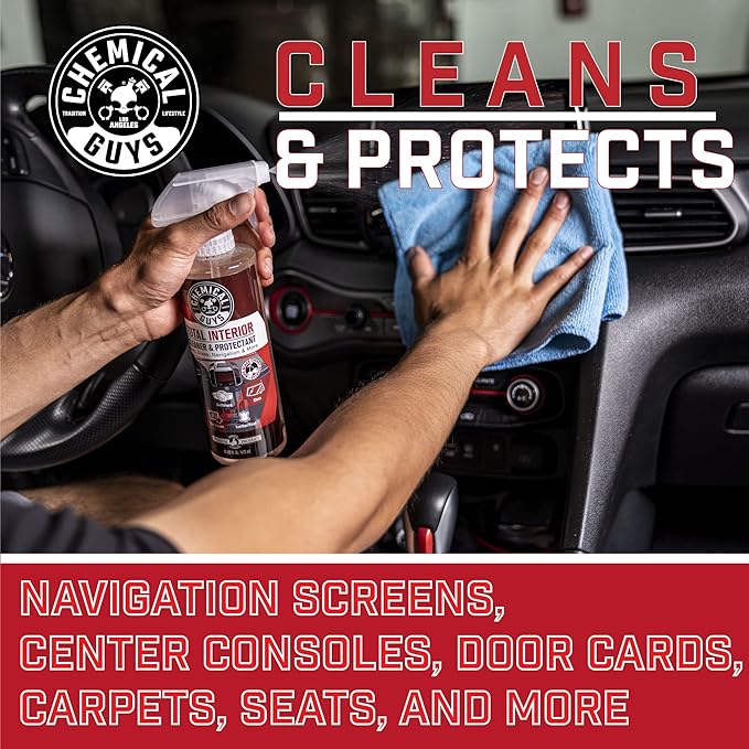 Chemical Guys Total Interior Cleaner and Protectant - Black Cherry Scent, Cleans and Protects Leather, Vinyl, Plastic, Rubber, Glass, and Fabric, Safe for Cars, Trucks, SUVs, RVs, and More - 16 oz