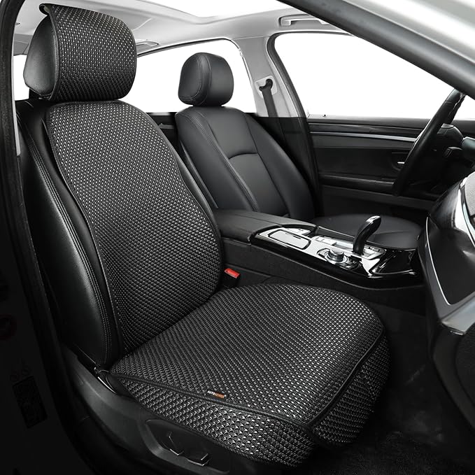 Auto Newer Car Seat Cover,Breathable Front Car Seat Cushion,Comfortable Car Seat Protector,Anti-Slip and Full Wrap Driver Car Seat Protector with Storage Pocket,Universal All Seasons(Black,1PCS)