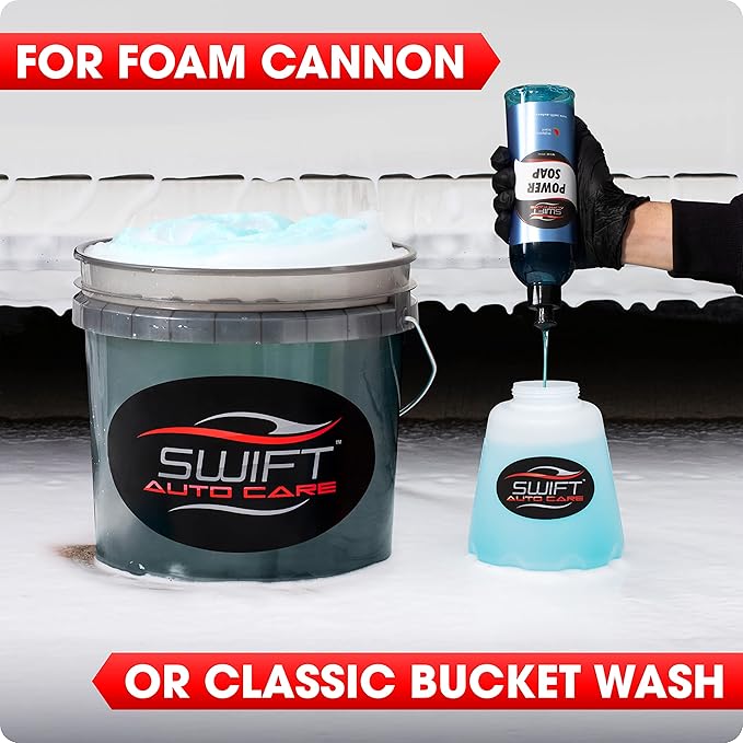 Swift Power Foam Car Wash Soap (16 Oz) – High Foaming, pH Balanced Shampoo for Snow Foam Cannon, Foam Gun, Bucket Wash, Pressure Washer | Ultra-Concentrated Formula | Safe on All Surfaces!