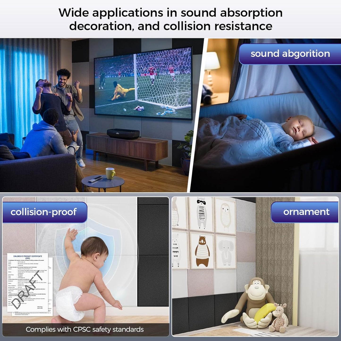 10 pcs 165dtex Microfiber Acoustic Panels ，Self-Adhesive Soundproof Wall Panels, 12 x 12 x 0.4 in Sound Proof Foam Panels for Walls, High Density, Noise Dampening Panels for Home Studio（White）