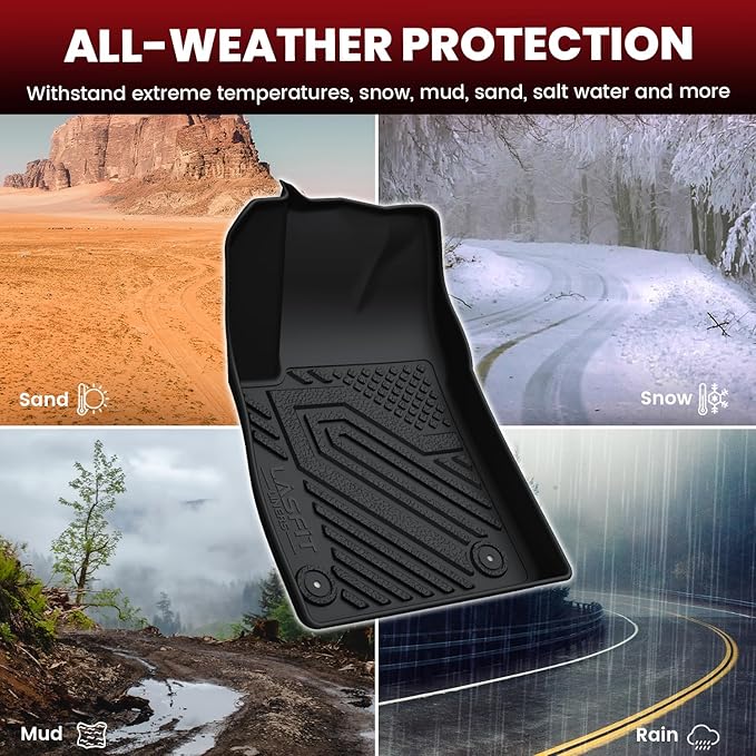 LASFIT Floor Mats & Cargo Liner for Chevrolet Chevy Trax 2014-2022 & Buick Encore 2013-2022, All Weather TPE Custom Fit Floor Mats for Cars, Car Mats Full Set for Chevy Trax Accessories, Black (4PCS)