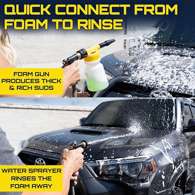 Foam King™ Car Wash Foam Gun & Microfiber Mitt, Garden Hose Attachment for Scratch-Free Cleaning, Snow Foam Cannon Soap Sprayer, Auto Detailing Kit for Cars, Trucks & More