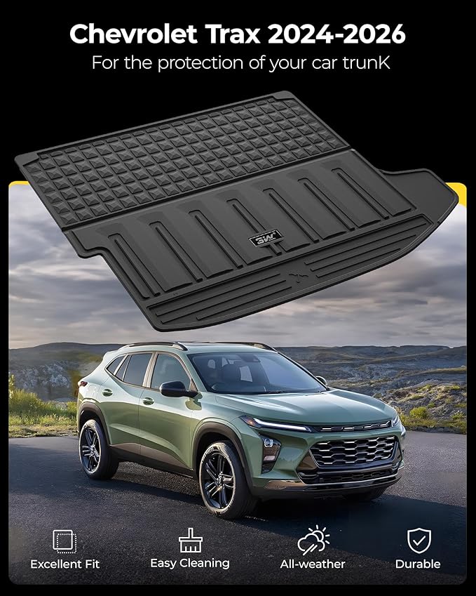 3W Cargo Liner for 2024-2026 Chevy Trax/Buick Envista, Trunk Mat for Chevrolet Trax Accessories TPE All Weather Heavy Duty Chevrolet Liners Easy Cleaning