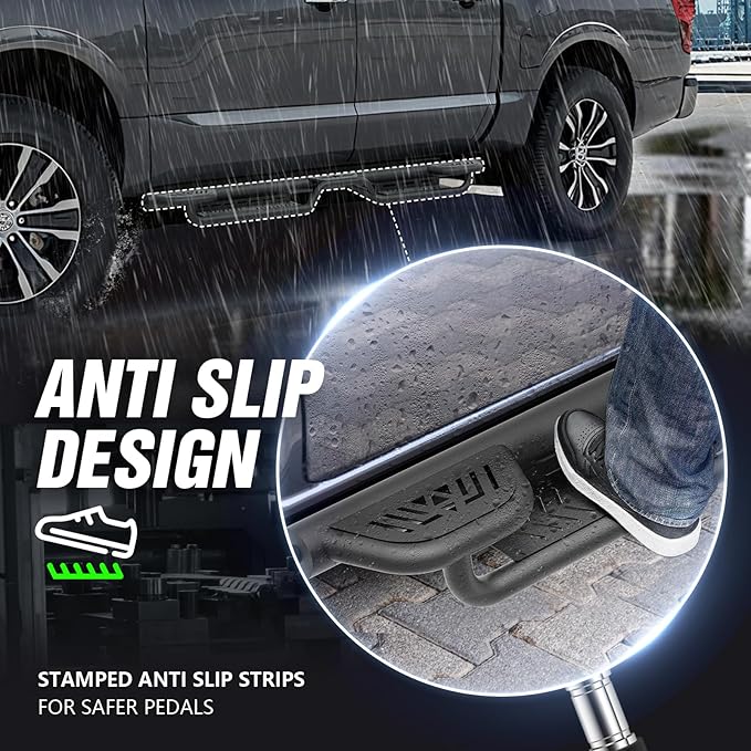 Crew Cab Three Raised Steps Crew Cab Running Boards Side Steps Compatible for 2004-2025 Titan (Excludes 2016 Model) & Titan XD 2016-2025 Model CrewCab, Bolt-on Side Rails Step Nerf Bar