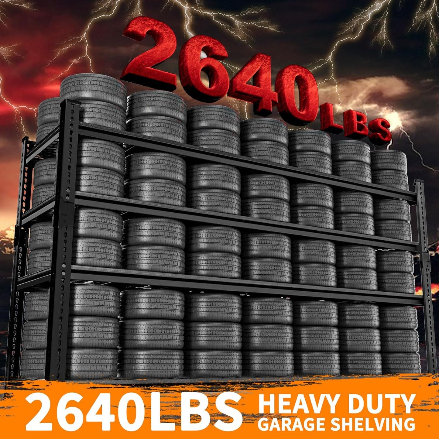 Storage Shelves Heavy Duty, 60"L x 24"W x 60"H Garage Wire Shelving Unit Loads 2640LBS, 4-tier Adjustable Metal Industrial Utility Shelf Rack for Kitchen, Laundry Room, Pantry, Warehouse, Basement