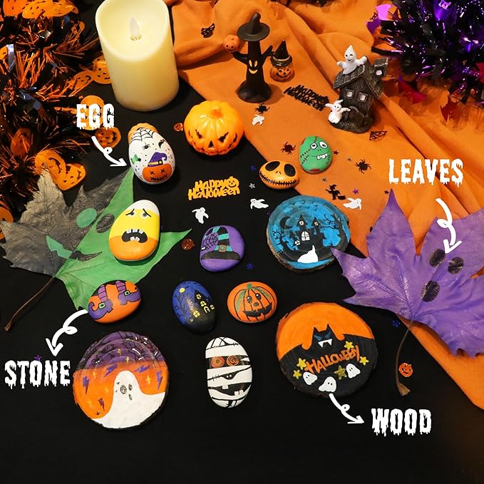 24 Colors Acrylic Paint Markers, Dual Tip with Fine Tip and Brush Tip Pens for Stone, Wood, Calligraphy, Canvas, Ceramic, Metal, Glass, Rock Painting, DIY Crafts Art Supplies Kit