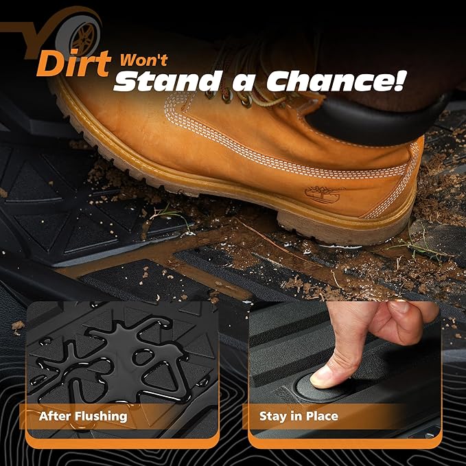 Floor Mats for 2019-2024 Dodge Ram 1500 Crew Cab with Storage | Custom Fit | Front & Rear | Front Bucket |All-Weather Car Liners for Trucks