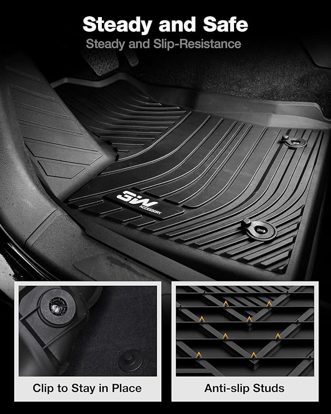 3W Floor Mats Fit 2022-2026 Toyota Tundra (Only for CrewMax Cab), TPE All Weather Custom Fit Floor Liner for Tundra SR/SR5/TRD PRO/Limited/Platinum/Castone Accessories Car Mats Easy Clean