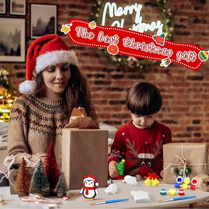 Simgoing 20 Set Dinosaur Unicorn Mermaid Donut Jungle Animal DIY Painting Kit Pumpkin Snowman Ceramic Paint Your Own Figurines Unpainted Plaster Craft for Party Favor(Snowman)