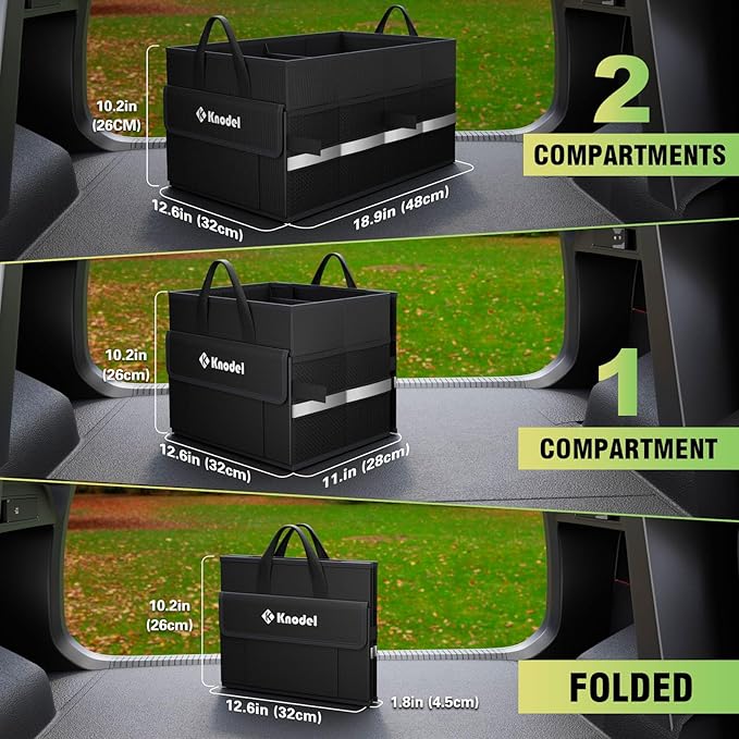 K KNODEL Car Trunk Organizer, Collapsible Car Trunk Storage Organizer, Car Organizer and Storage for SUV, Truck, Sedan (Small, Black)