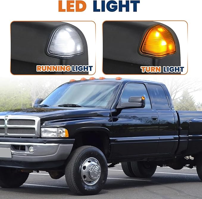 Pair Black Power Heated Towing Mirrors Compatible for 2002-2008 Dodge Ram 1500/2003-2009 Ram 2500 3500 w/White DRL, Arrow Light, Led Turn Light