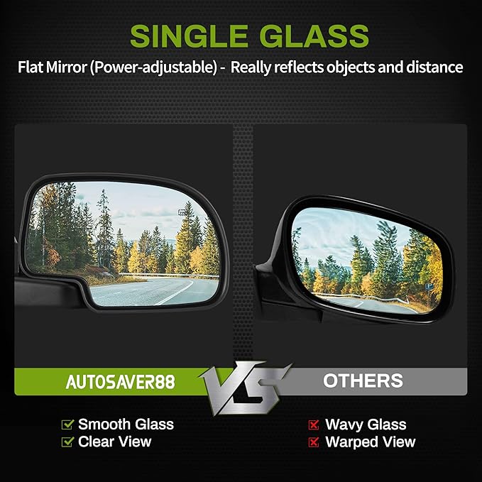 AUTOSAVER88 Towing Mirrors Compatible with 2003-2006 Chevy Silverado GMC Sierra, Power Adjustable Heated Side Tow Mirror for 03-06 Suburban Avalanche Tahoe with Turn Signal Pair Set