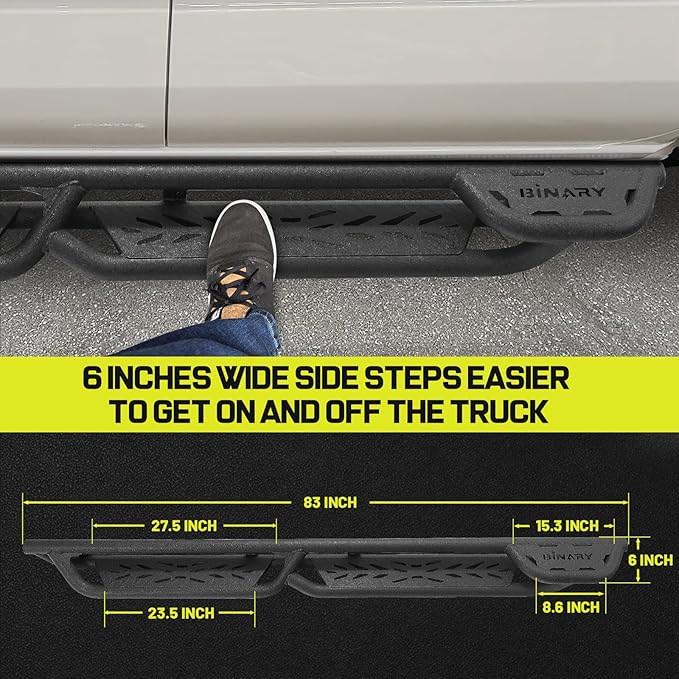 Bed Access Running Boards Compatible with 2019-2026 Chevrolet Silverado/Gmc Sierra 1500 Crew Cab, 20-26 Silverado/Sierra 2500HD 3500HD. Binary Star Truck Side Steps Nerf Bars.