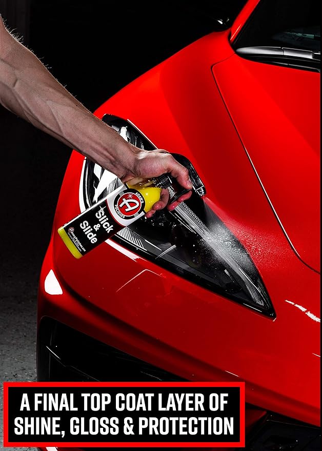Adam's Polishes Slick & Slide Detail Spray - Hyper Slick Polymer Resin Technology Car Wash Spray Sealant - Car Wax Top Coat Quick Detailer Provides Superior Gloss, Shine, & Slickness (Gallon)