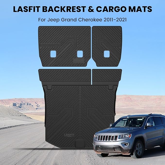 LASFIT Cargo Mat for Jeep Grand Cherokee 2011-2021 All Weather TPE Custom Fit Rear backrest Mat Trunk Seatback Cargo Liner, Black