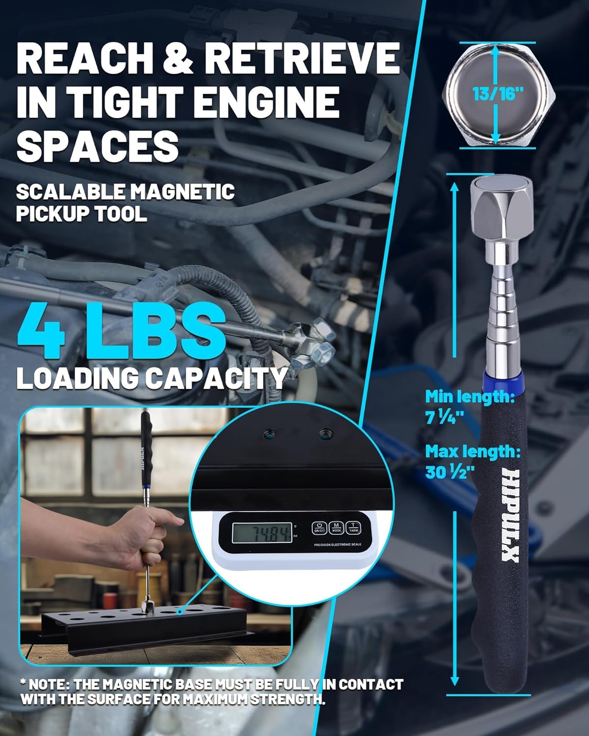 Magnetic Tool Mat Set, 4 Magnetic Pads, 40LB Tool Pad with Telescoping Magnetic Pickup Tools & Inspection Mirror, Tools Organizer for Garage, Workshop & Auto Repair