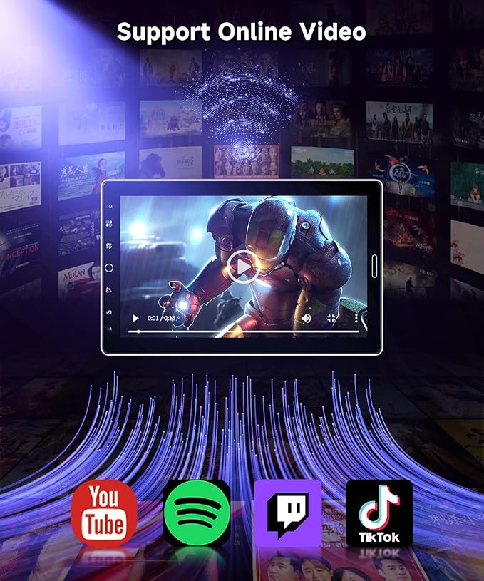 Rimoody 10.1 inch Single Din Car Stereo Wireless CarPlay Android Auto, Car Radio with Bluetooth 5.2, FM/AM/RDS, IPS Touch Screen, Car Audio Receiver Backup Camera, Mirror Link, EQ/USB,/AUX/SWC/MIC