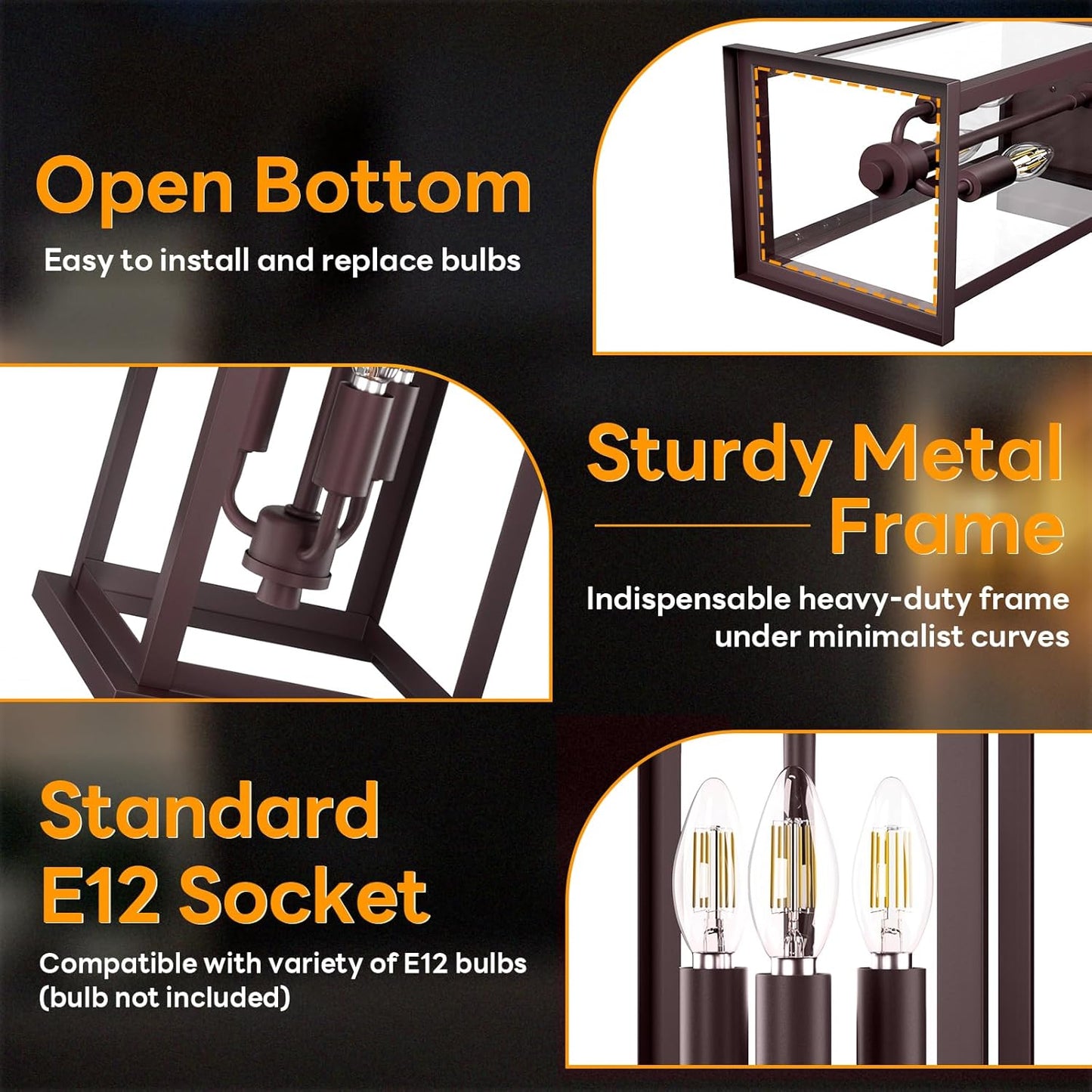 Oil Rubbed Bronze Dusk to Dawn Outside Lights 3-Light, 20" 2 Pack Porch Wall Mount Light Fixtures Large Brown Photocell Sensor Outdoor Wall Lanterns, Vintage Exterior Sconce Lamps E12