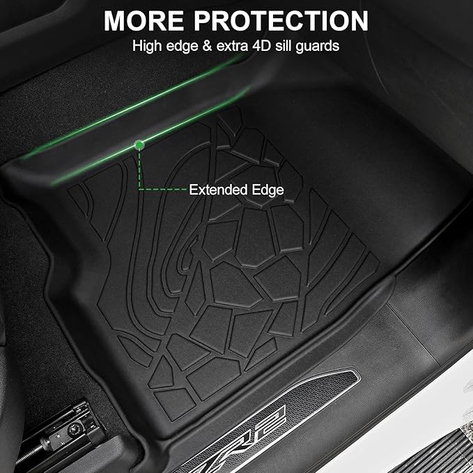 Car Floor Mats Fit for 2019-2025 2026 Chevy Silverado/GMC Sierra 1500, 2020-2026 2500HD/3500 HD Crew Cab (Fit Rear Row Without Under-Seat Storage), All Weather Truck Liners Accessories