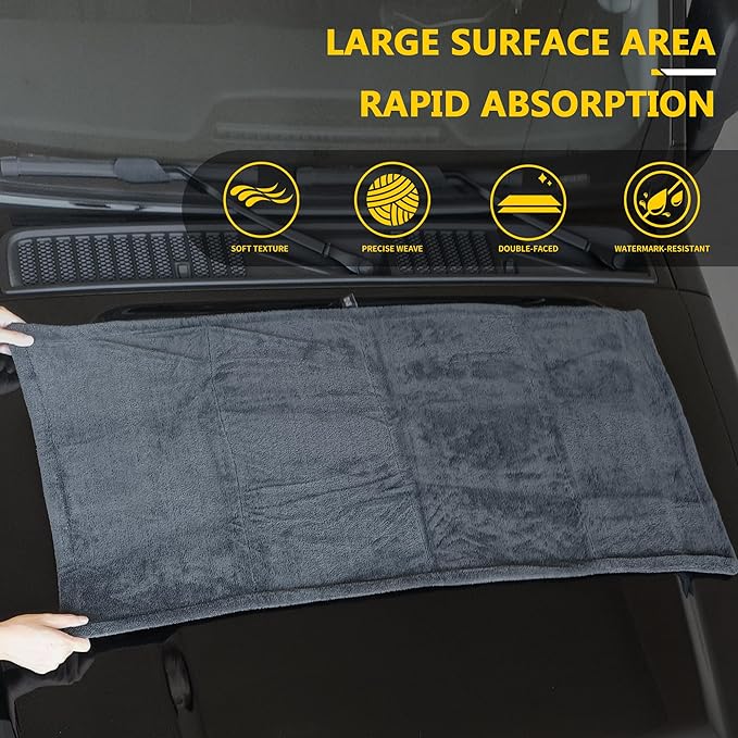 2 Pack Car Drying Towels (48”x24”),Extra Large Double-Twist Pile Drying Towels Car Detailing for Car Care Wash,Car Super Cleaning Supplies Chamois Cloth Accessories kit,Ultra Absorbency