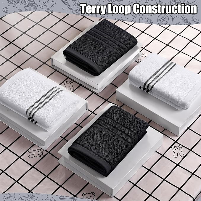 Dish Towels and Dishcloths with Oven Mitts Sets- 100% Cotton Tea Towels for Kitchen- 500 F Heat Resistant Oven Mittens 7.5"x12", Durable Dish Cloths 11.8"x11.8", Absorbent Dish Towels 13.5"x24"