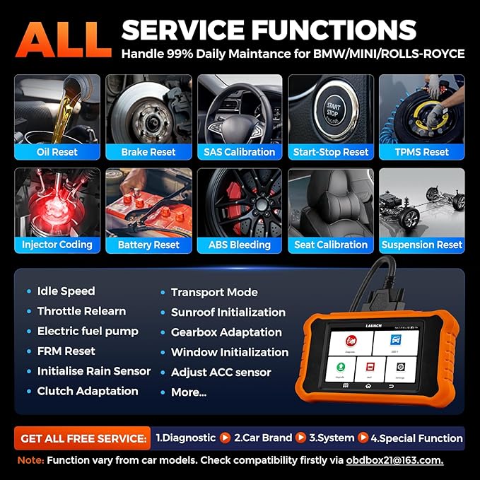 LAUNCH Creader Elite V2.0 for BMW OBD2 Scanner, Full System Diagnostic Bi-Directional Scan Tool, ECU Code, All Services, Active Tests, Battery Registration Tool for BMW Mini RR, Lifetime Free Update