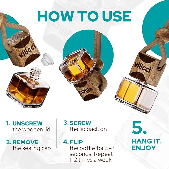 Vilicci Car Air Freshener | Luxurious Auto Perfume | Premium Hanging Air Freshener | Long Lasting Fragrance for Auto and Home | 1 Bottle of Car Scent (2 Count (Pack of 1), Fallen Angel)